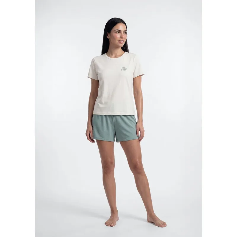 Pijama Curto Feminino Com Bordado - Off white P