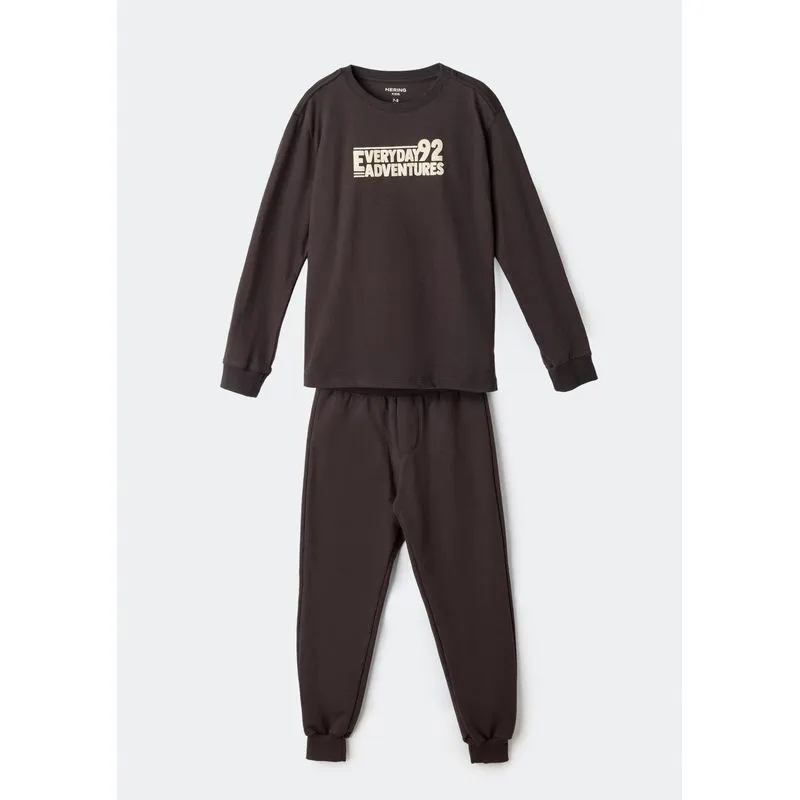 Conjunto Infantil Menino Em Moletom Com Estampa - Cinza 016