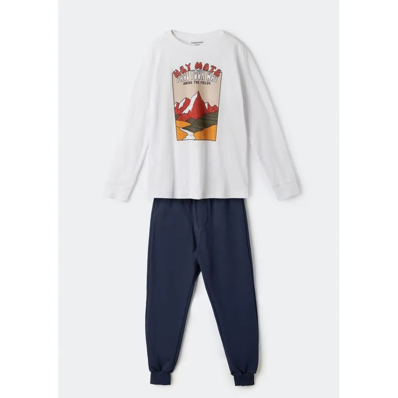 Conjunto Infantil Menino Em Moletom Com Estampa - Azul 004