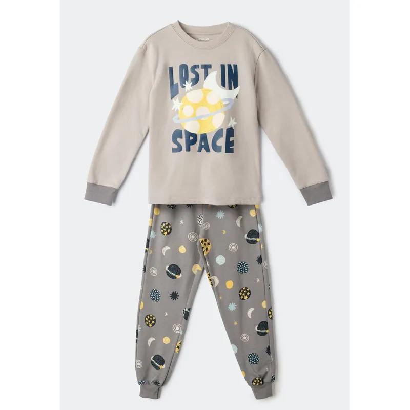 Pijama Infantil Menino Manga Longa Estampado Em Moletom - Verde 014