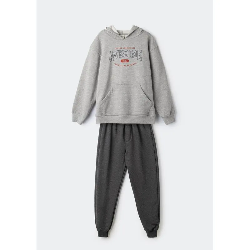 Conjunto Longo Infantil Menino Em Moletom - Cinza 014