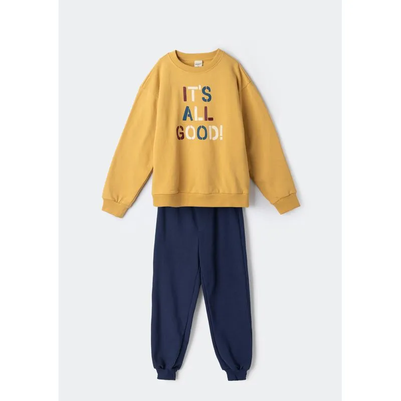 Conjunto Infantil Menino Em Moletom - Azul 006