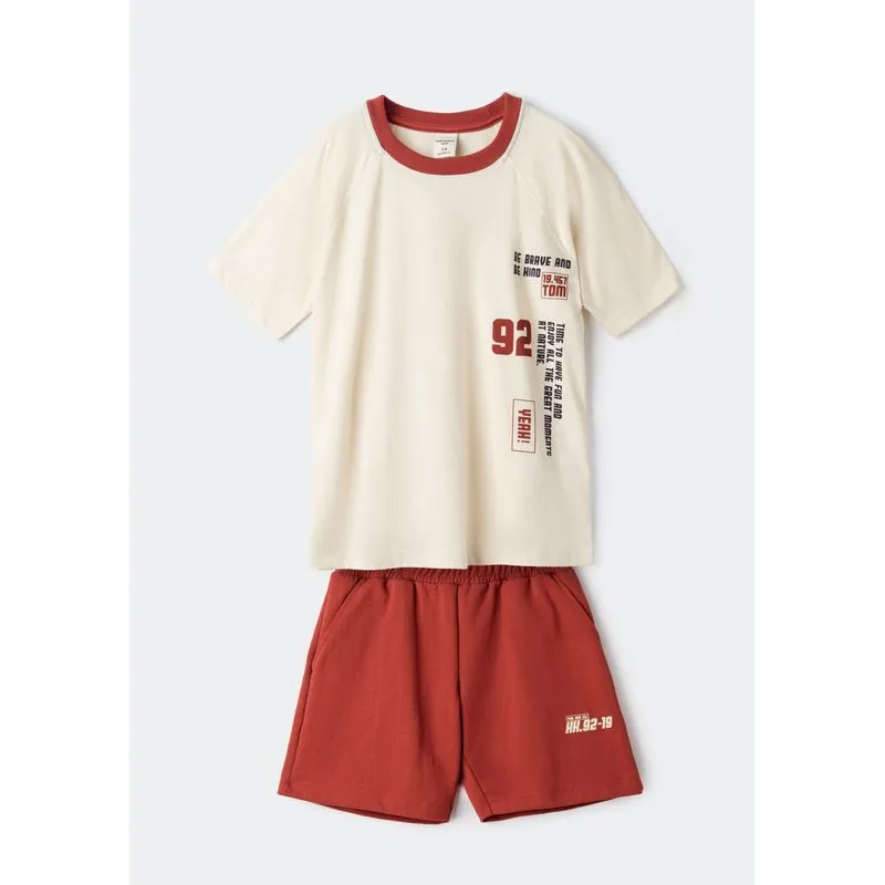 Conjunto Curto Infantil Menino Com Estampa - Vermelho 016