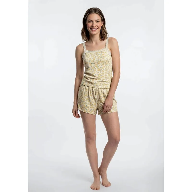 Pijama Curto Feminino Estampado - Off white XP