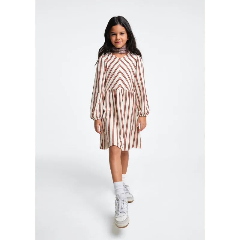 Vestido Infantil Manga Longa Estampado - Creme 006
