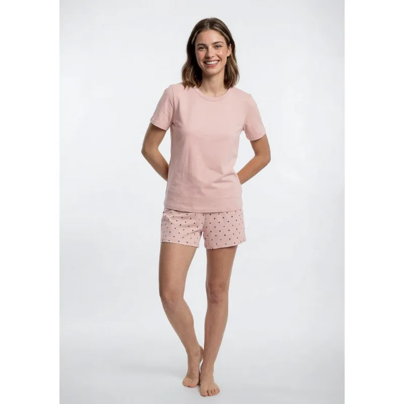 Pijama Feminino Curto Amplo Estampado - Rosa XG