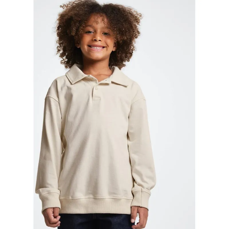 Camisa Polo Infantil Menino Manga Longa Super Cotton - Creme 012