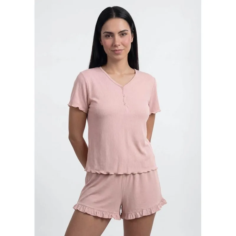 Pijama Feminino Curto Texturizado - Rosa XP
