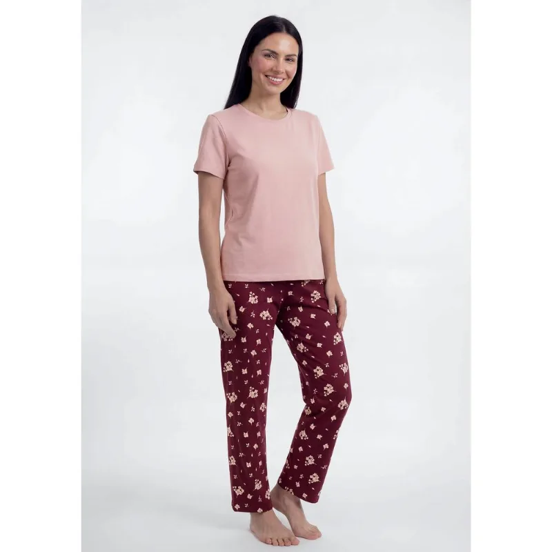 Pijama Longo Feminino Estampado Sênior - Rosa XP