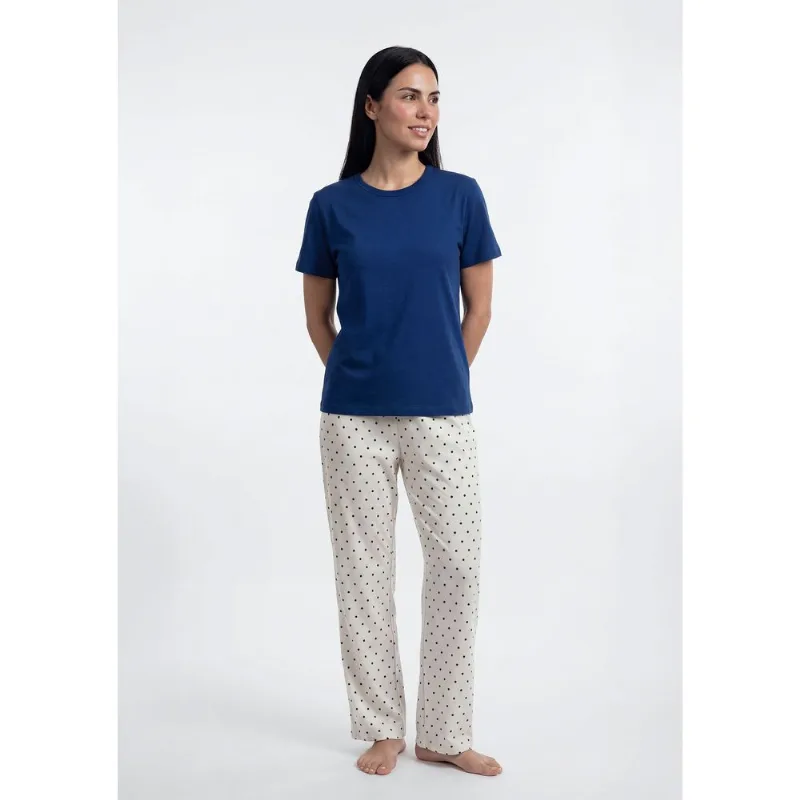 Pijama Longo Feminino Estampado Sênior - Azul XG