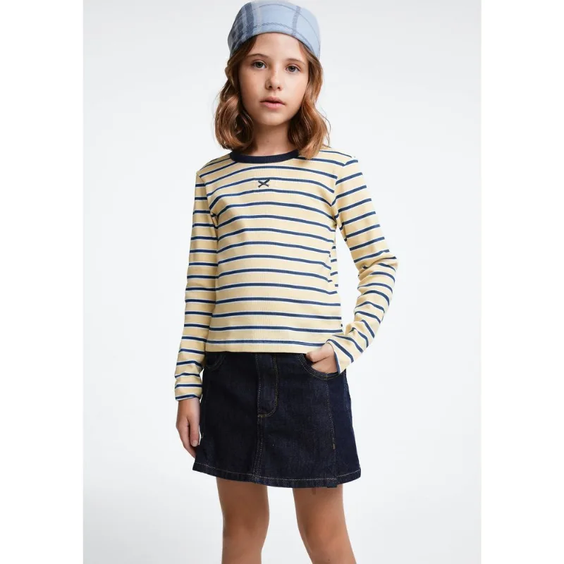 Blusa Infantil Menina Listrada Manga Longa - Creme 014