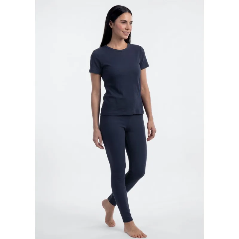 Pijama Feminino Longo Canelado - Azul G