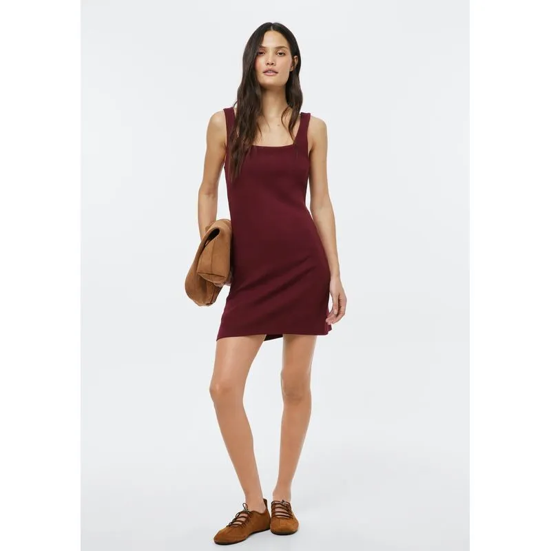 Vestido Curto Reto Com Elastano - Vinho XG