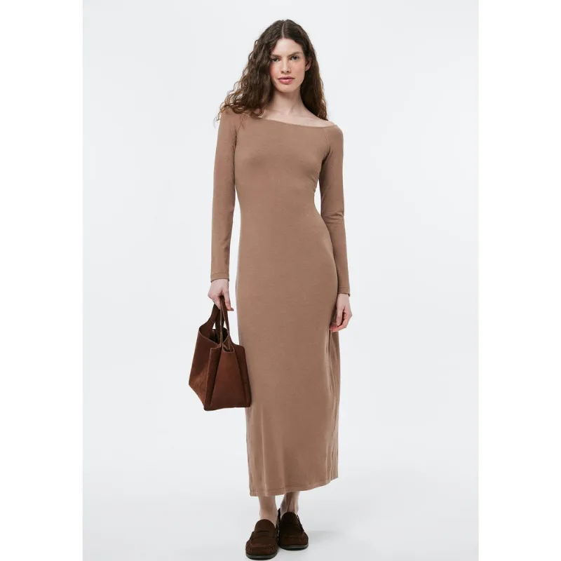 Vestido Midi Em Malha De Viscose - Marrom G