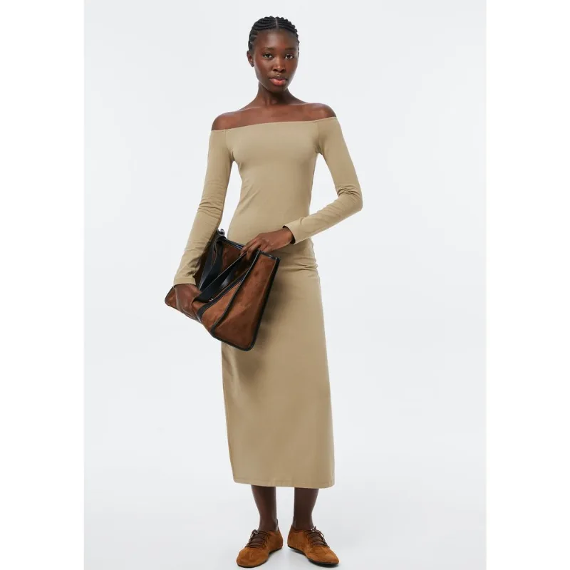 Vestido Midi Em Malha De Viscose - Verde G