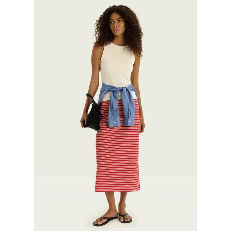 Saia Midi Em Malha Rústica Premium - Vermelho P