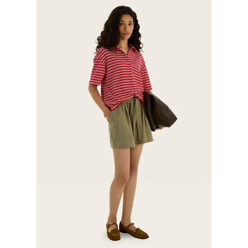 Polo Feminina Texturizada Fio Tinto - Vermelho G