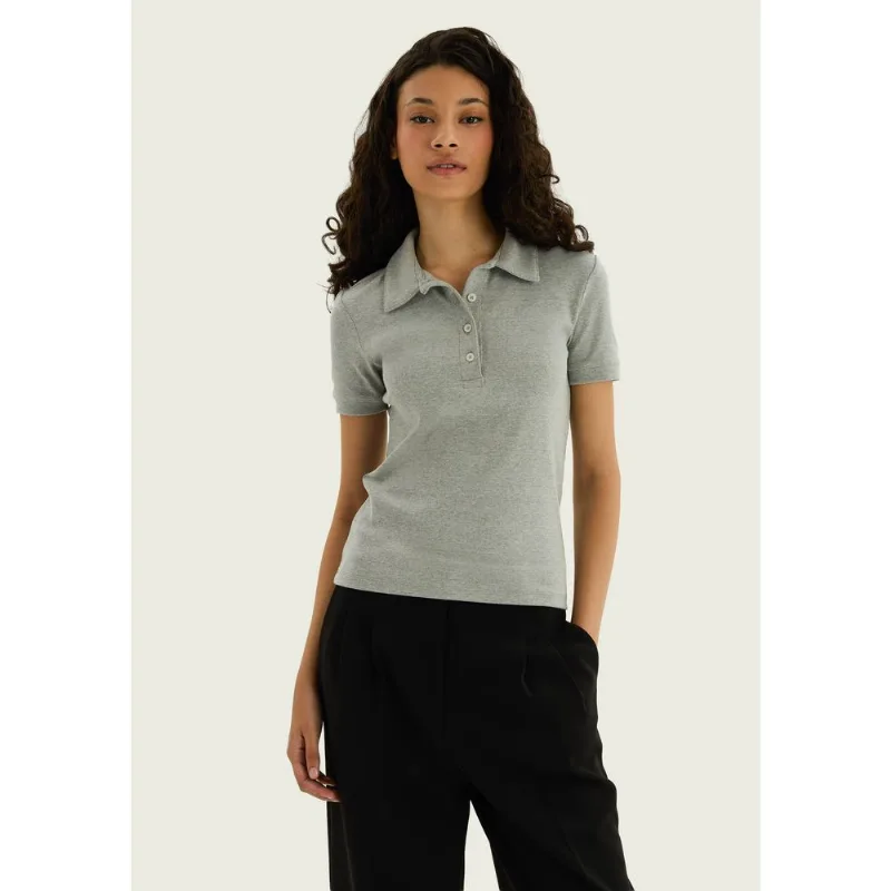 Polo Feminina Em Ribana Ultra Soft - Cinza M