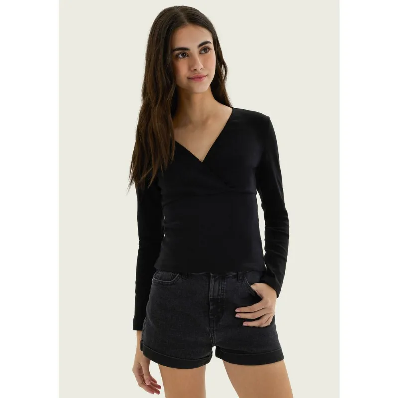 Shorts Jeans Teen Reto Cintura Baixa - Preto M