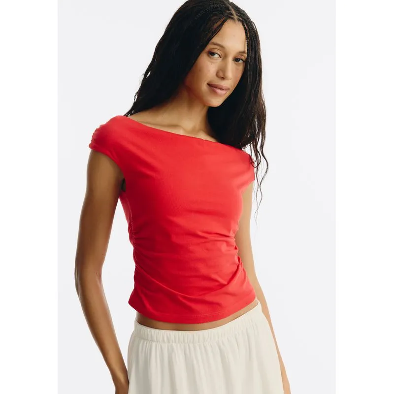 Blusa Feminina Decote Canoa Em Malha Ultrasoft - Vermelho G