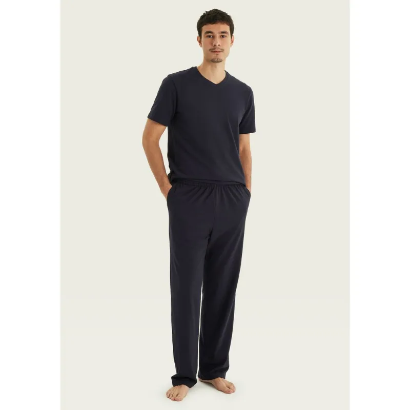 Pijama Longo Masculino Em Piquet Premium - Azul XG