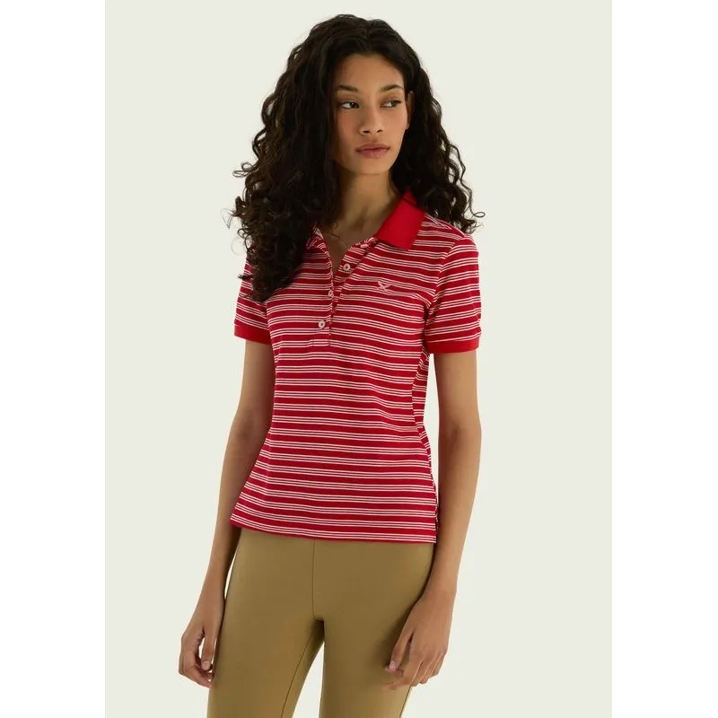 Polo Feminina Em Malha Piquet Fio Tinto - Vermelho M