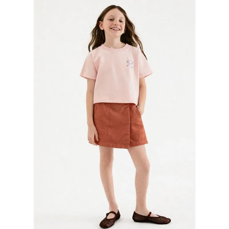 Shorts Saia Infantil Em Sarja - Laranja 006