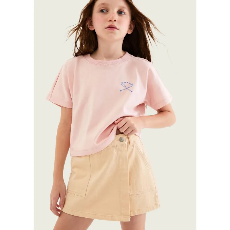 Shorts Saia Infantil Em Sarja - Creme 014
