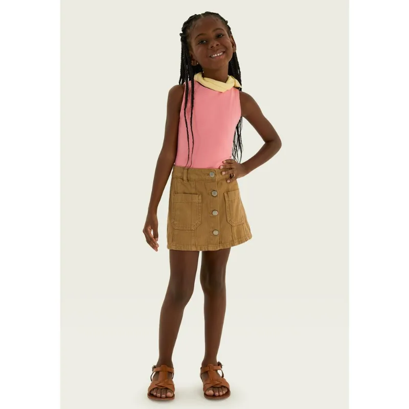 Saia Infantil Em Sarja - Marrom 016