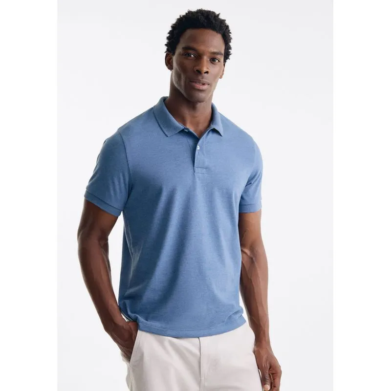 Polo Masculina Manga Curta Em Malha Premium - Azul M