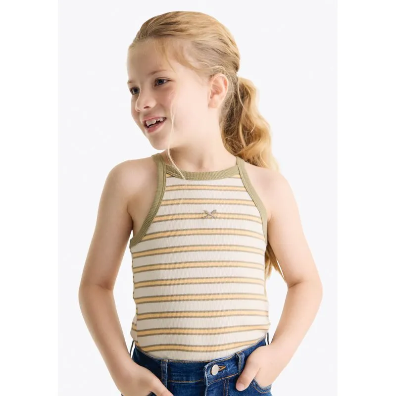 Regata Infantil Menina Halter Neck Listrada Em Ribana - Verde 006