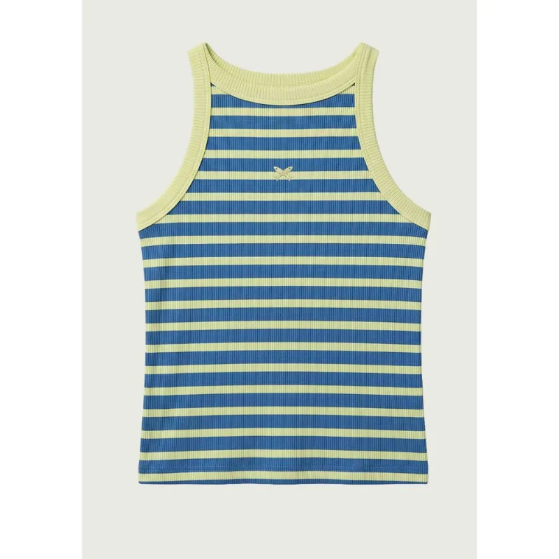 Regata Infantil Menina Halter Neck Listrada Em Ribana - Azul 004