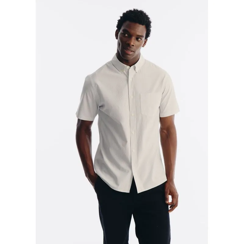 Camisa Masculina Slim Manga Curta - Off white XXG