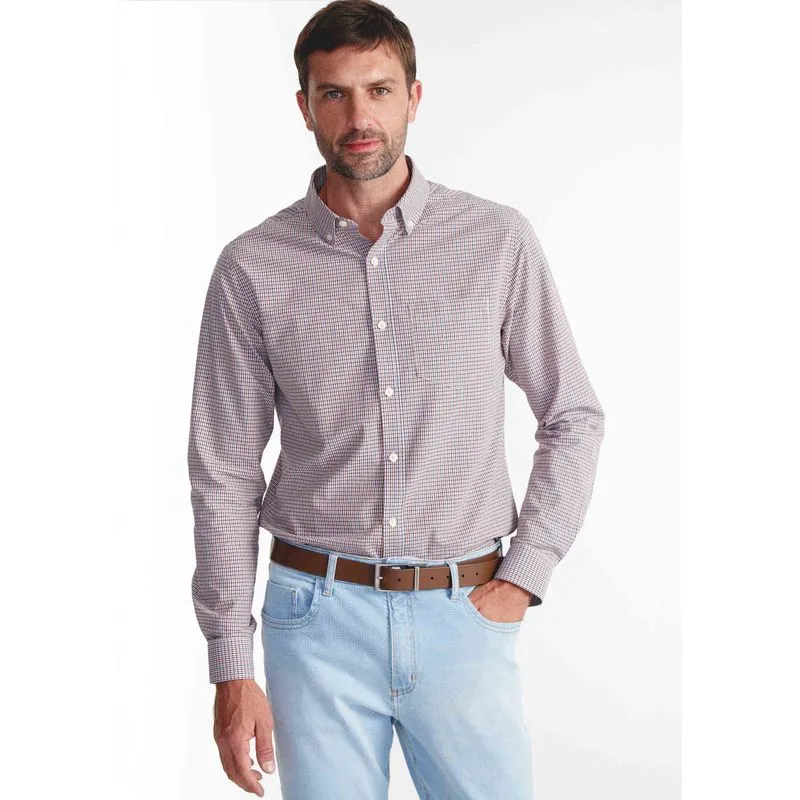 Camisa Básica Masculina Manga Longa Fio Tinto - Vermelho M