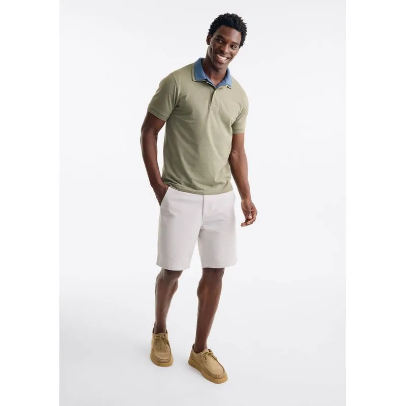 Bermuda Básica Masculina Chino Em Tecido Fio Tinto - Marrom 046