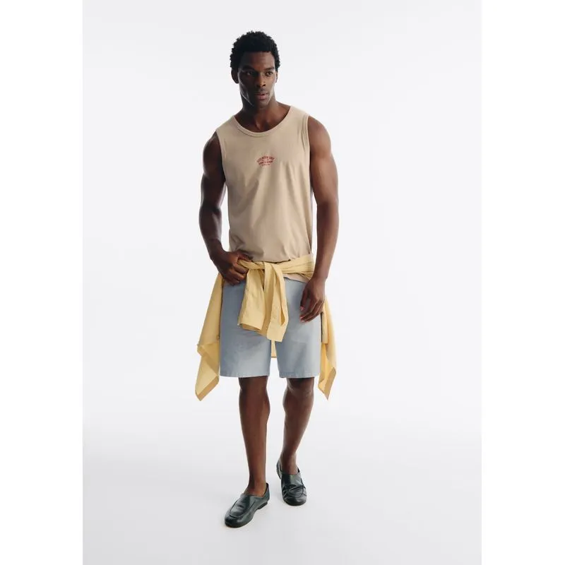 Bermuda Básica Masculina Chino Em Tecido Fio Tinto - Azul 040