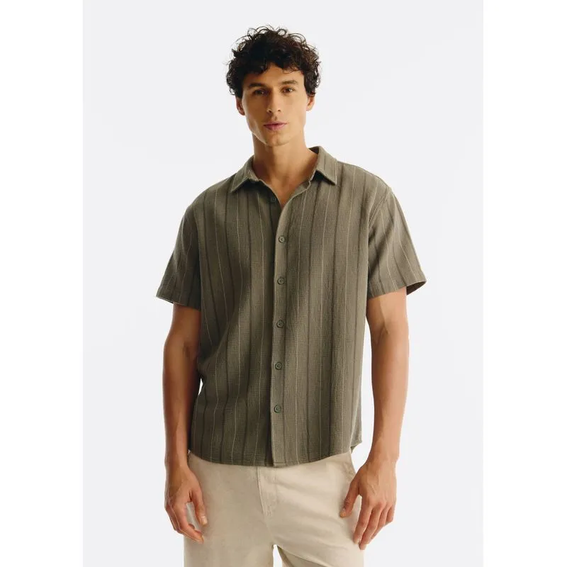 Camisa Masculina Fio Tinto Texturizada - Verde P