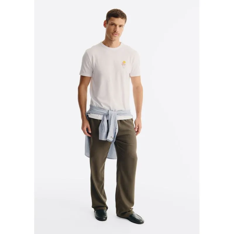 Calça Básica Masculina Taper Em Linho - Verde G