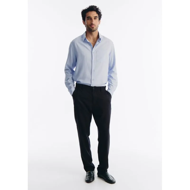 Calça Masculina Reta Com Linho - Preto 040