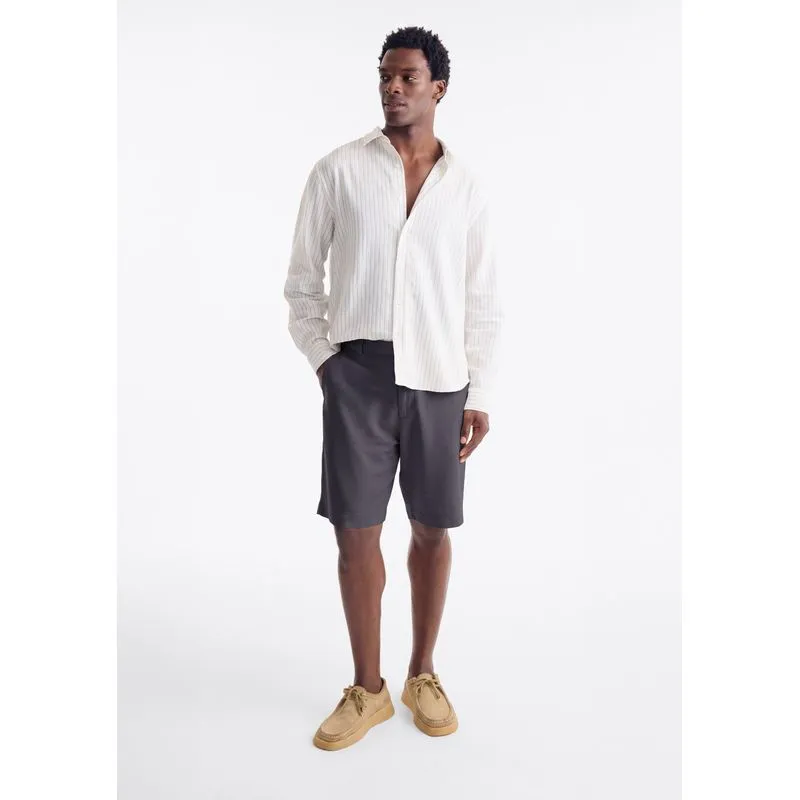 Bermuda Masculina Chino Com Linho - Azul 038