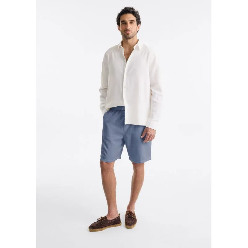 Bermuda Masculina Chino Taper Com Linho - Azul XXG