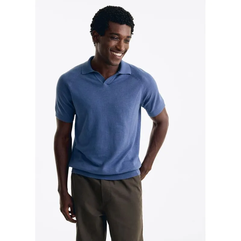 Polo Masculina Em Tricô Flamê - Azul XXG
