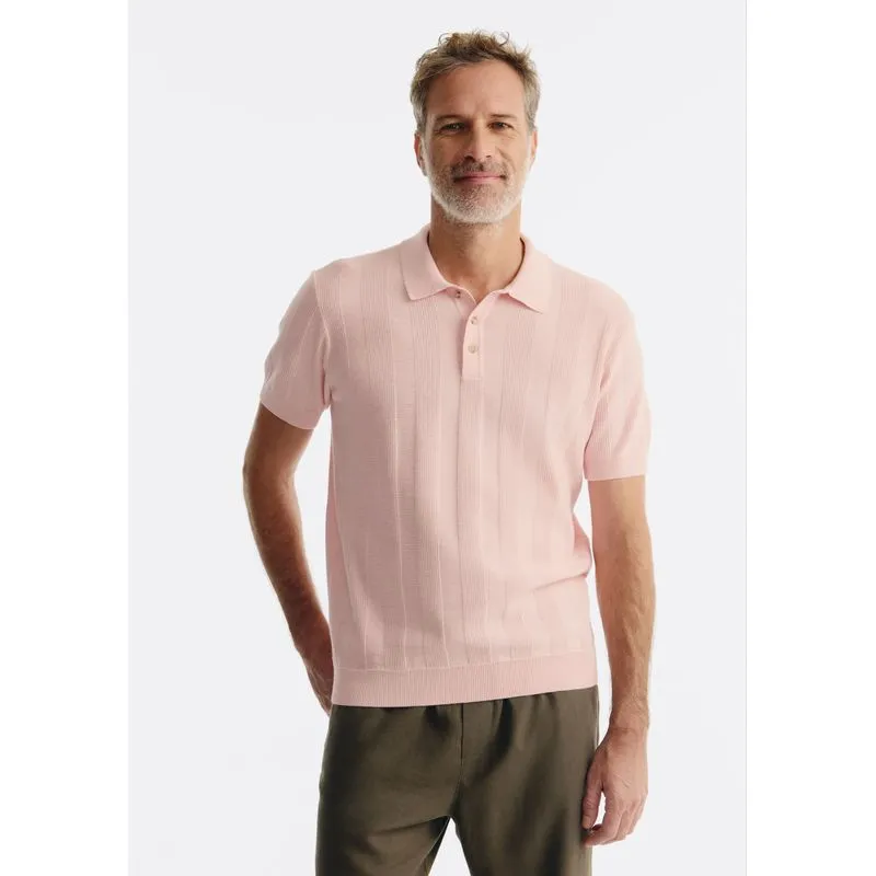Polo Masculina em Tricô Texturizado - Rosa G
