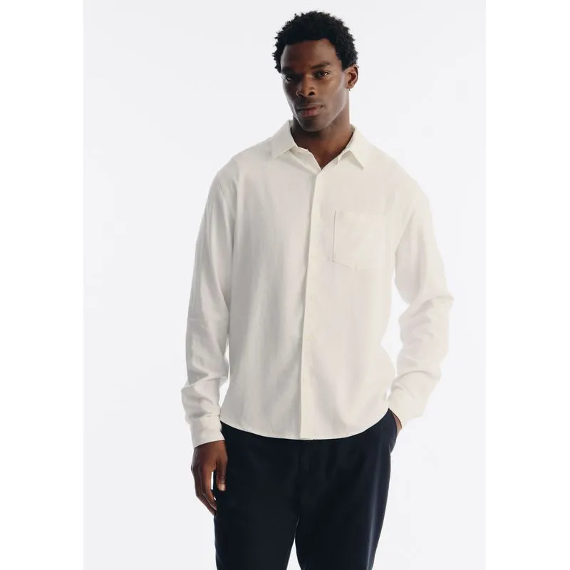 Camisa Masculina Manga Longa Em Linho - Off white XG