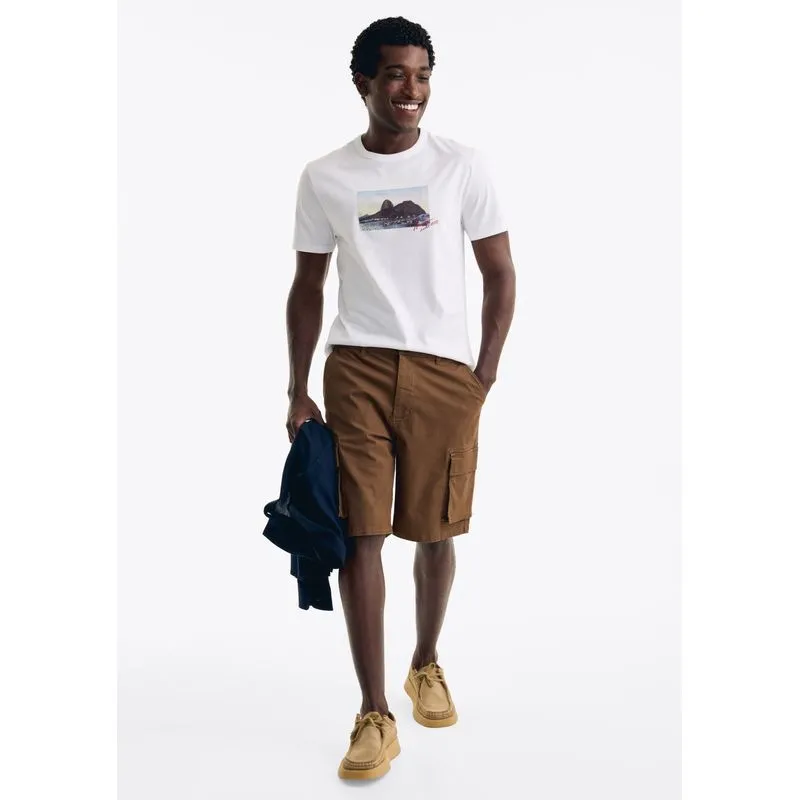 Bermuda Masculina Cargo Em Sarja - Marrom 044