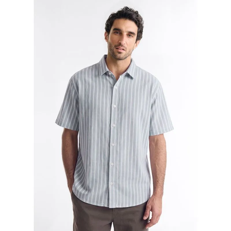 Camisa Masculina Manga Curta Listrada - Azul M