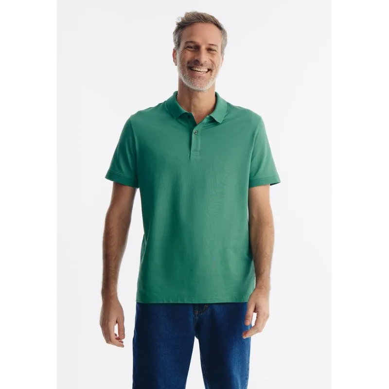 Polo Masculina Manga Curta Em Piquet - Verde M