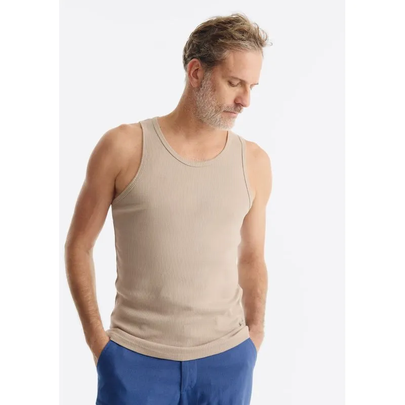 Regata Básica Masculina Slim Em Ribana Canelada - Bege M