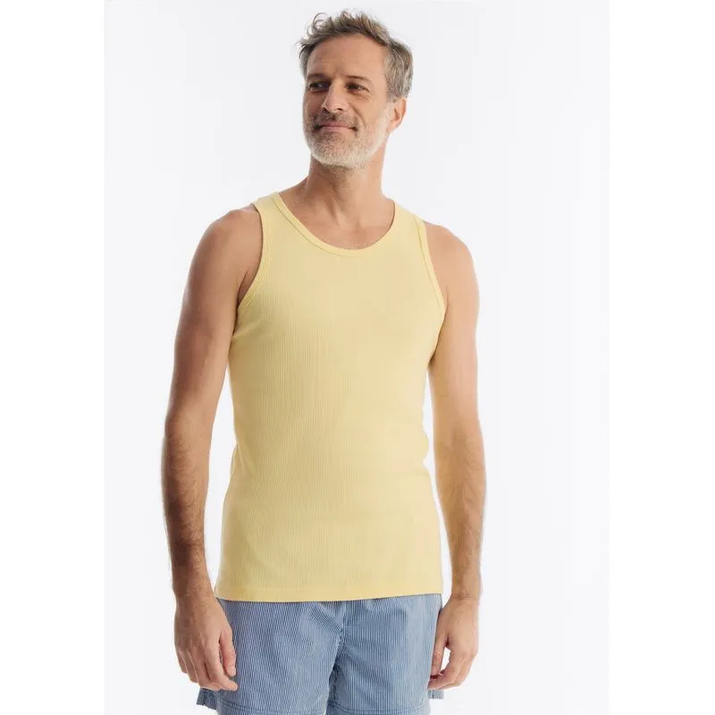 Regata Básica Masculina Slim Em Ribana Canelada - Amarelo XG