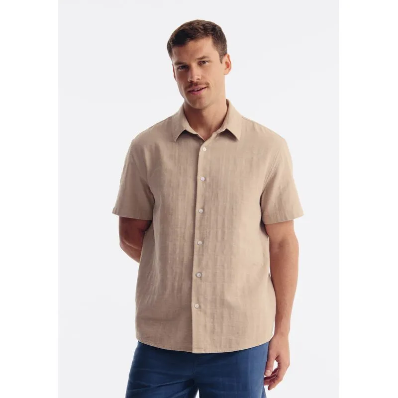 Camisa Masculina Manga Curta Texturizada - Bege M